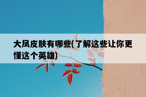 大鳳皮膚有哪些，了解這些讓你更懂這個英雄-圖1