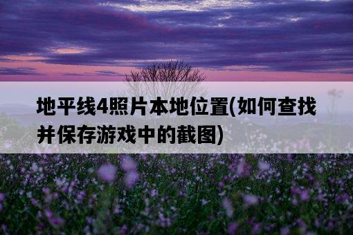 地平線4照片本地位置，如何查找并保存游戲中的截圖-圖1