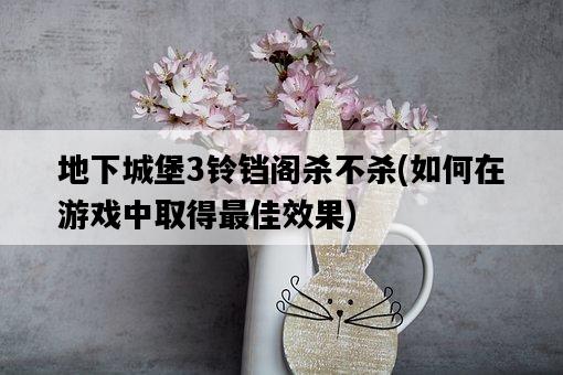 地下城堡3鈴鐺閣殺不殺，如何在游戲中取得最佳效果-圖1