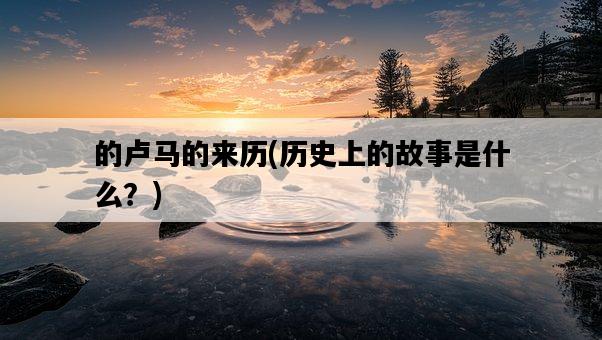 的盧馬的來歷，歷史上的故事是什么？-圖1
