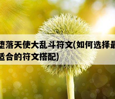 墮落天使大亂斗符文，如何選擇最適合的符文搭配-圖1