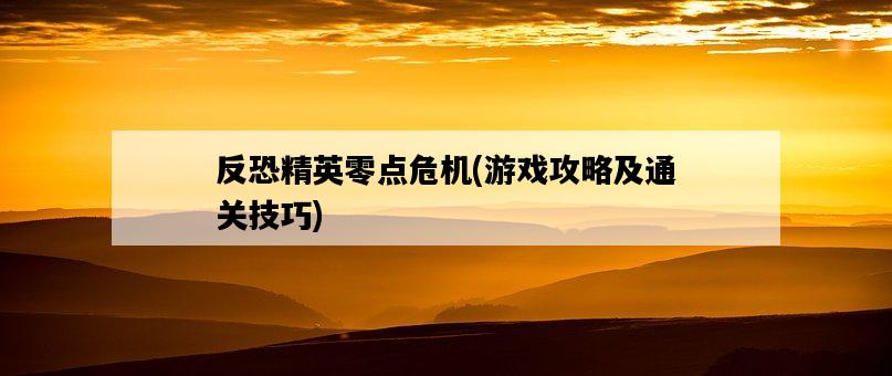 反恐精英零點危機，游戲攻略及通關技巧-圖1