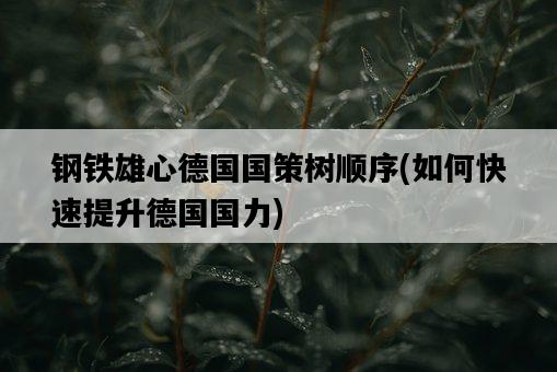 鋼鐵雄心德國國策樹順序，如何快速提升德國國力-圖1