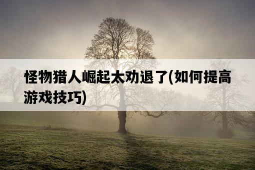 怪物獵人崛起太勸退了，如何提高游戲技巧-圖1