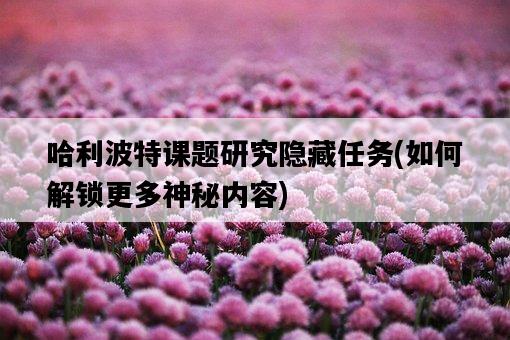 哈利波特課題研究隱藏任務，如何解鎖更多神秘內容-圖1