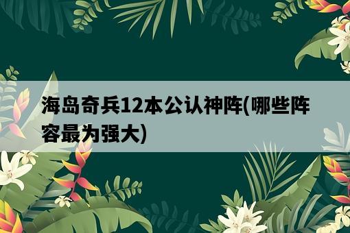 海島奇兵12本公認神陣，哪些陣容最為強大-圖1