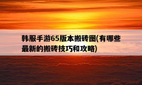 韓服手游65版本搬磚圖，有哪些最新的搬磚技巧和攻略-圖1