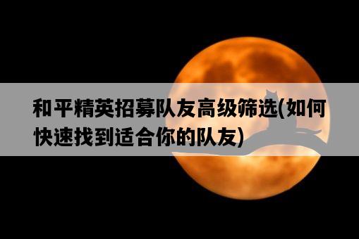 和平精英招募隊友高級篩選，如何快速找到適合你的隊友-圖1