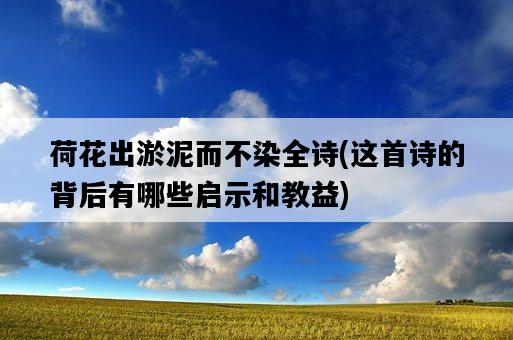 荷花出淤泥而不染全詩，這首詩的背后有哪些啟示和教益-圖1