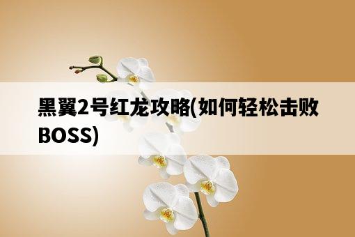 黑翼2號紅龍攻略，如何輕松擊敗BOSS-圖1