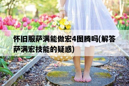 懷舊服薩滿能做宏4圖騰嗎，解答薩滿宏技能的疑惑-圖1