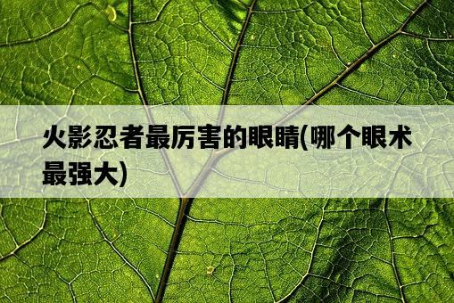 火影忍者最厲害的眼睛，哪個眼術最強大-圖1