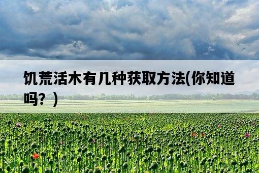 饑荒活木有幾種獲取方法，你知道嗎？-圖1