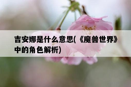 吉安娜是什么意思，《魔獸世界》中的角色解析-圖1