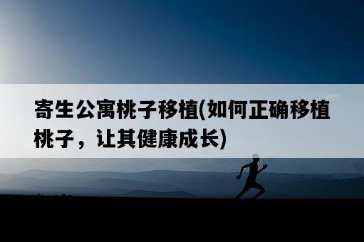 寄生公寓桃子移植，如何正確移植桃子，讓其健康成長-圖1