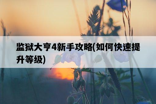 監獄大亨4新手攻略，如何快速提升等級-圖1