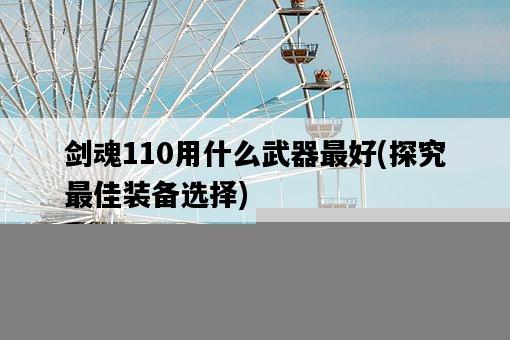 劍魂110用什么武器最好，探究最佳裝備選擇-圖1