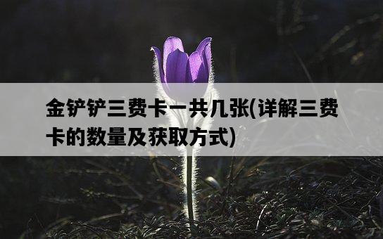 金鏟鏟三費卡一共幾張，詳解三費卡的數量及獲取方式-圖1