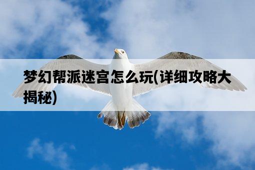 夢幻幫派迷宮怎么玩,詳細攻略大揭秘-圖1 夢幻幫派迷宮怎么玩,詳細攻略大揭秘-圖1