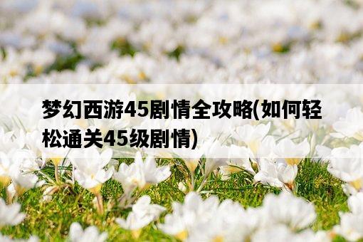 夢幻西游45劇情全攻略，如何輕松通關45級劇情-圖1