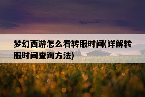 夢幻西游怎么看轉服時間，詳解轉服時間查詢方法-圖1