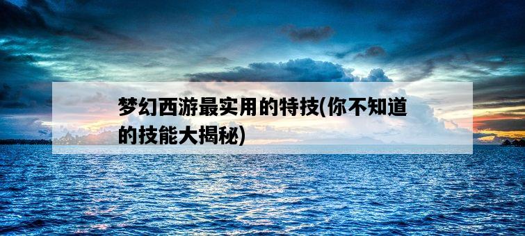 夢幻西游最實用的特技,你不知道的技能大揭秘-圖1 夢幻西游最實用的特技,你不知道的技能大揭秘-圖1