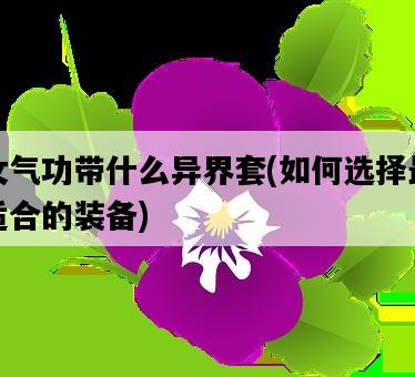 女氣功帶什么異界套，如何選擇最適合的裝備-圖1