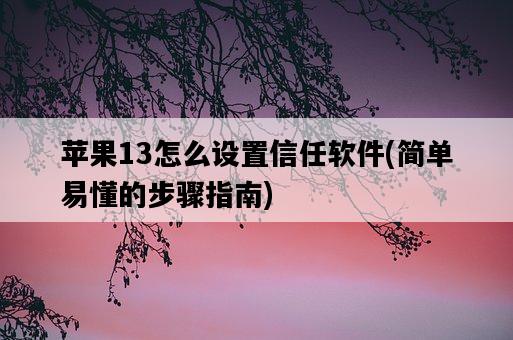 蘋果13怎么設置信任軟件，簡單易懂的步驟指南-圖1
