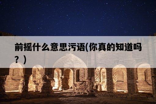 前搖什么意思污語，你真的知道嗎？-圖1