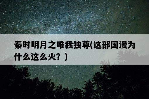 秦時明月之唯我獨尊，這部國漫為什么這么火？-圖1