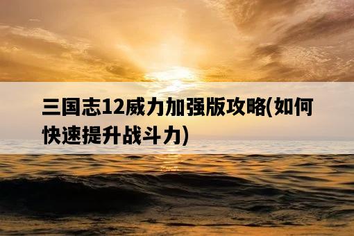 三國志12威力加強版攻略，如何快速提升戰斗力-圖1