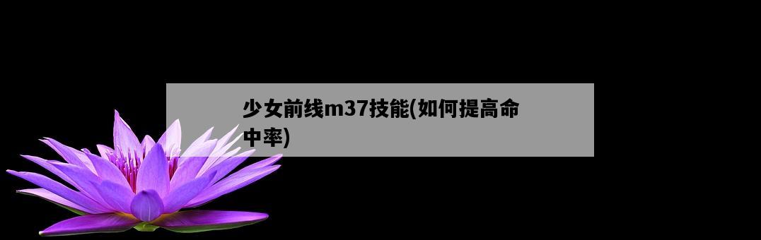 少女前線m37技能，如何提高命中率-圖1