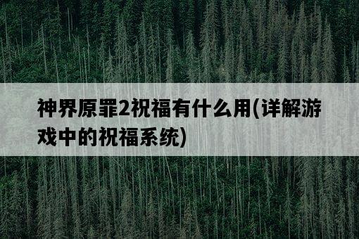 神界原罪2祝福有什么用，詳解游戲中的祝福系統-圖1