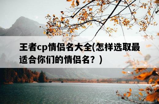 王者cp情侶名大全，怎樣選取最適合你們的情侶名？-圖1