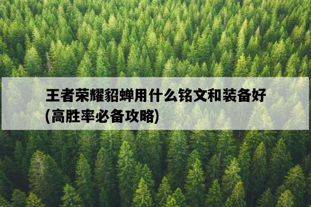 王者榮耀貂蟬用什么銘文和裝備好,高勝率必備攻略-圖1 王者榮耀貂蟬用什么銘文和裝備好,高勝率必備攻略-圖1
