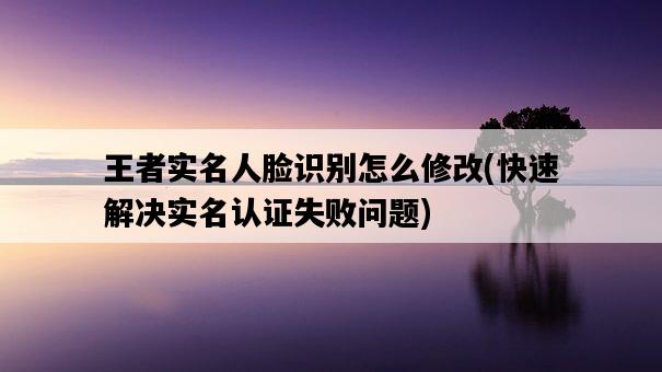 王者實名人臉識別怎么修改，快速解決實名認證失敗問題-圖1