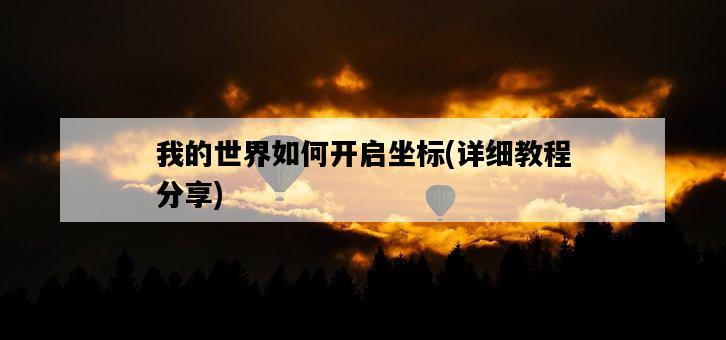 我的世界如何開啟坐標，詳細教程分享-圖1