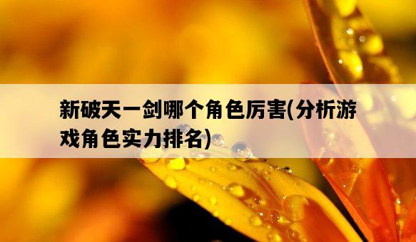 新破天一劍哪個角色厲害，分析游戲角色實力排名-圖1