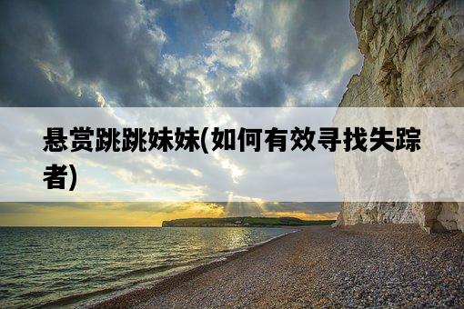 懸賞跳跳妹妹，如何有效尋找失蹤者-圖1