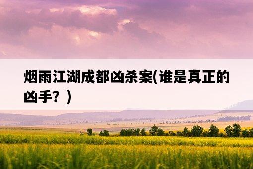 煙雨江湖成都兇殺案,誰是真正的兇手?-圖1 煙雨江湖成都兇殺案,誰是真正的兇手?-圖1