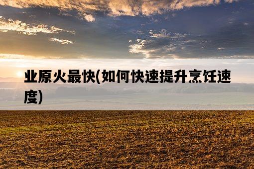 業原火最快，如何快速提升烹飪速度-圖1