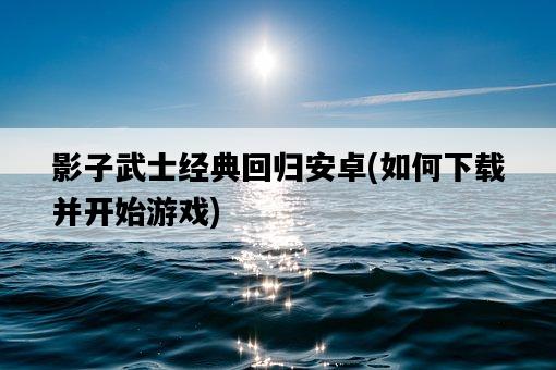 影子武士經典回歸安卓，如何下載并開始游戲-圖1