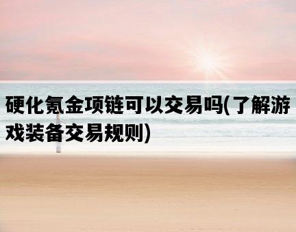 硬化氪金項鏈可以交易嗎，了解游戲裝備交易規則-圖1