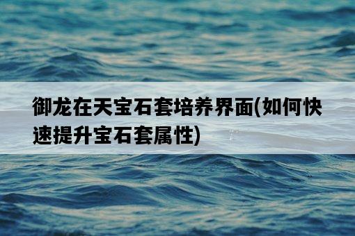 御龍在天寶石套培養界面，如何快速提升寶石套屬性-圖1