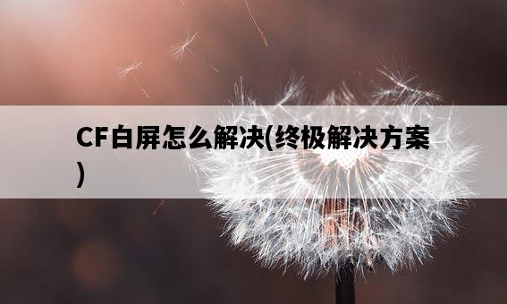 CF白屏怎么解決，終極解決方案-圖1