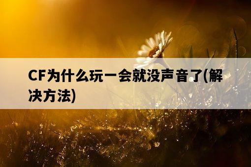 CF為什么玩一會就沒聲音了，解決方法-圖1