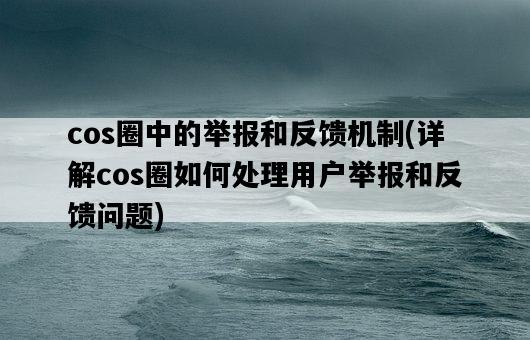 cos圈中的舉報和反饋機制，詳解cos圈如何處理用戶舉報和反饋問題-圖1