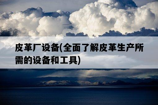 皮革廠設備，全面了解皮革生產所需的設備和工具-圖1
