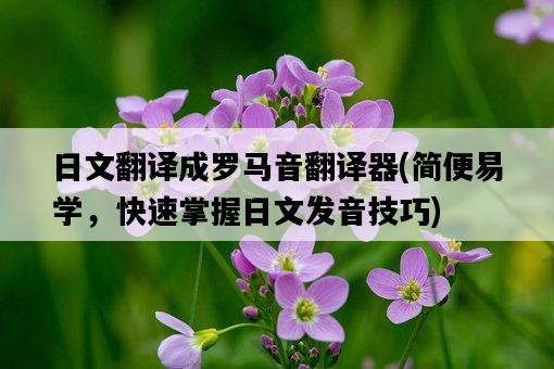 日文翻譯成羅馬音翻譯器，簡便易學，快速掌握日文發音技巧-圖1