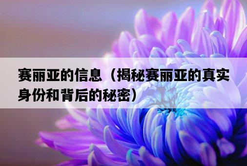 賽麗亞的信息（揭秘賽麗亞的真實身份和背后的秘密）-圖1